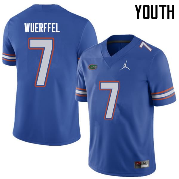 NCAA Florida Gators Danny Wuerffel Youth #7 Jordan Brand Royal Stitched Authentic College Football Jersey XMQ8064PH